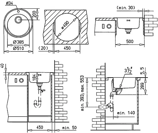 Мойка кухонная Teka Centroval 510 нержавеющая сталь микротекстурированная 10111024
