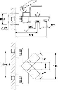 Смеситель для ванны Cersanit Geo хром 63040 Смеситель для ванны Cersanit Geo хром 63040, 2