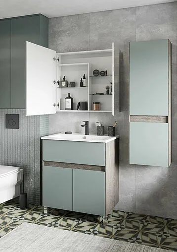 Тумба под умывальник Aquaton Форест 75 дуб рошелье/сумеречный голубой 1A278301FR9C0