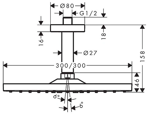 Лейка верхнего душа Hansgrohe Crometta S 240 1jet шлифованный чёрный хром 26723340