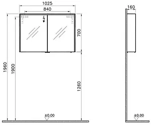 Шкаф-зеркало VitrA Metropole 100 сливовое дерево 58213, 2