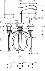 Смеситель для раковины Hansgrohe Metropol Classic 160 хром/золото 31307090 Смеситель для раковины Hansgrohe Metropol Classic 160 хром/золото 31307090, 2
