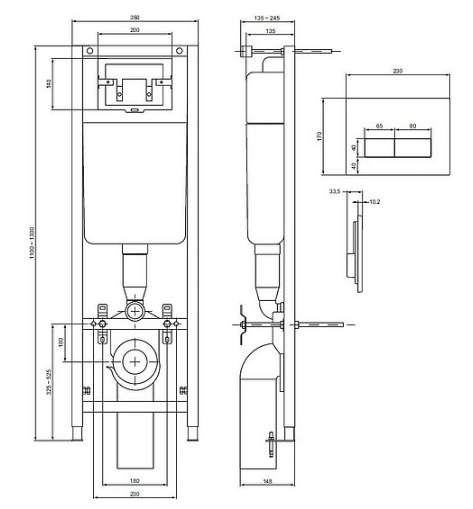 Комплект 5 в 1 Ideal Standard Connect W880101 с кнопкой хром глянцевый