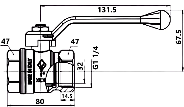 Кран шаровый 1¼"в x 1¼"в Bugatti New Jersey 09100015