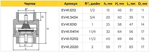 Клапан обратный пружинный ½"в x ½"в Elsen EV41.1212 Клапан обратный пружинный ½"в x ½"в Elsen EV41.1212