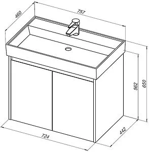 Тумба-умывальник Aquanet Nova Lite 75 дуб рустикальный 00298852+00242338, 2