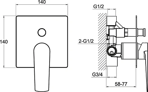 Смеситель для душа скрытого монтажа BelBagno Carin хром CAR-BASM-CRM Смеситель для душа скрытого монтажа BelBagno Carin хром CAR-BASM-CRM
