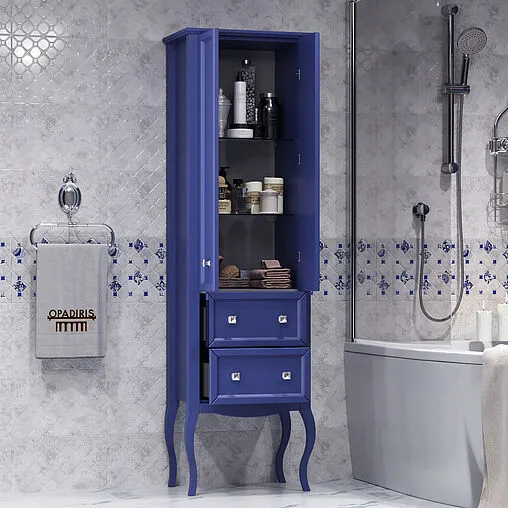 Шкаф-пенал напольный двухстворчатый Opadiris Валери 56 сапфир 00-00007338