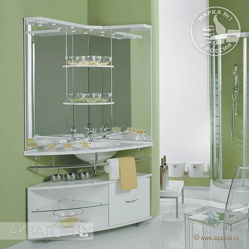 Тумба под умывальник напольная Aquaton Корнер R белый 1A004701KR01R