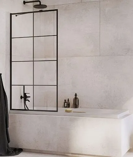 Шторка на ванну 700мм прозрачное стекло Radaway Idea Black PNJ 70 Factory 10001070-54-55