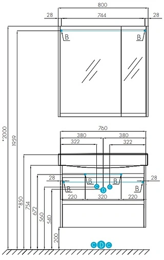 Тумба-умывальник Aquaton Нортон 80 белый глянец 1A2489K0NT010