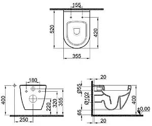 Унитаз подвесной безободковый Kale Idea 2.0 белый 7112566400 Унитаз подвесной безободковый Kale Idea 2.0 белый 7112566400, 2