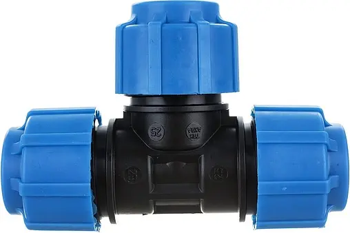 Тройник компрессионный соединительный 25мм x 25мм x 25мм ТПК-Аква 50050025