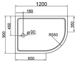 Поддон для душа Cezares Tray R550 TRAY-A-RH-120/90-550-15-W-L Поддон для душа Cezares Tray R550 TRAY-A-RH-120/90-550-15-W-L, 4