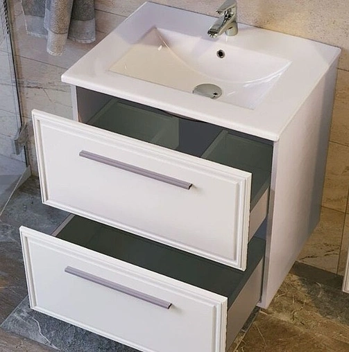 Тумба-умывальник подвесная Raval Frame 75 белый Fra.01.75/P/W+QDR75SLWB01