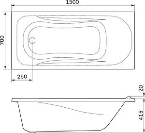 Ванна акриловая Am.Pm Sense 150x70 Ванна акриловая Am.Pm Sense 150x70, 2