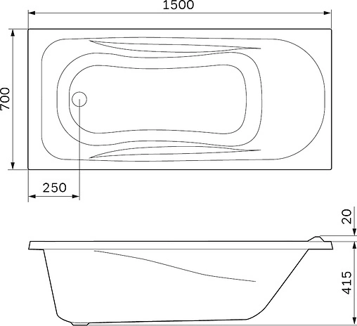 Ванна акриловая Am.Pm Sense 150x70