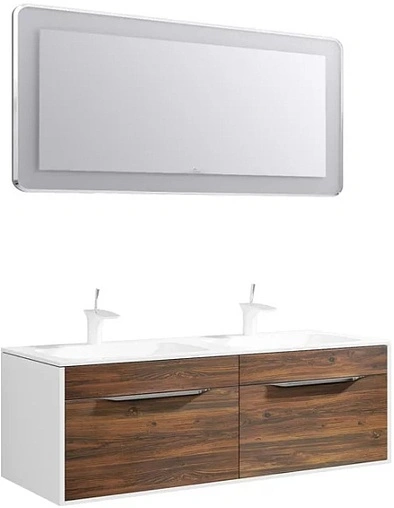 Тумба-умывальник подвесная Aqwella Malaga 120 крафт тёмный/белый Mal.01.12/CD+Mal.12.04.D