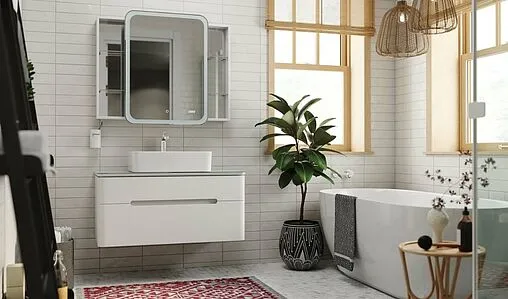 Шкаф-зеркало Jorno Bosko 100 R с подсветкой и часами белый Bos.03.100/W