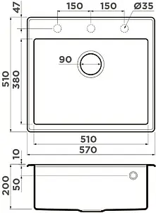 Мойка кухонная Omoikiri Tedori 57-WH белый 4993983, 2