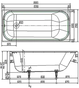 Ванна чугунная Wotte Start 1500x700, 2