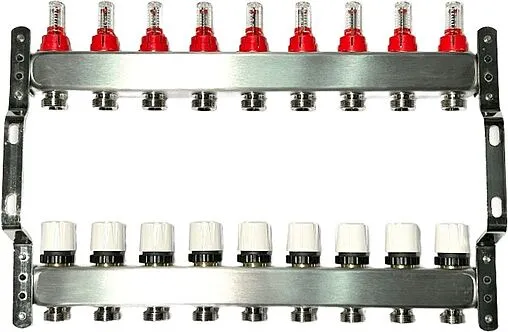 Группа коллекторная с расходомерами 9 отводов 1&quot;в/в x ¾&quot;ек Uni-fitt TECHNO 450W4309