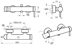 Смеситель для ванны VitrA Origin хром A42619 Смеситель для ванны VitrA Origin хром A42619, 2