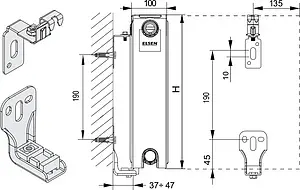 Радиатор стальной панельный Elsen ERV тип 22 300 x 1200 мм ERV220312, 3