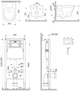 Комплект 6 в 1 Am.Pm Sense FlashClean IS90201.741701 с кнопкой белый глянцевый, 2