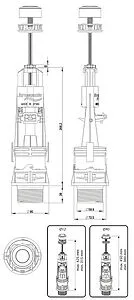 Комплект арматуры для бачка однорежимный ½&quot; латунь боковой Idrospania Loja 51803, 3