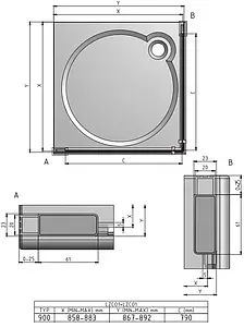 Душевая дверь 900мм прозрачное стекло Roltechnik Lega Lift Line LZCO1/900 227-9000000-00-02, 2