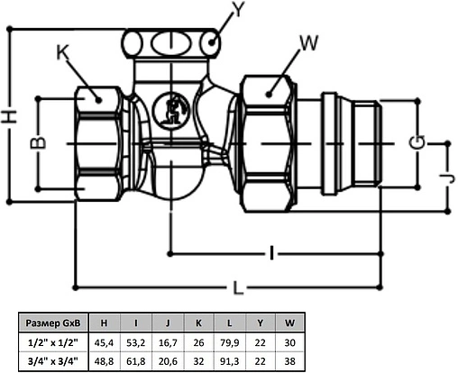 Вентиль запорный прямой ½" в/н Gekon GK 7400 12 Вентиль запорный прямой ½" в/н Gekon GK 7400 12