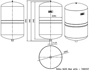 Расширительный бак Reflex NG 25л 6 бар 7260107 Расширительный бак Reflex NG 25л 6 бар 7260107, 2