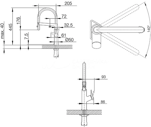 Смеситель для кухни с гибким изливом Blanco Solenta-S Senso рычаг справа хром 522406