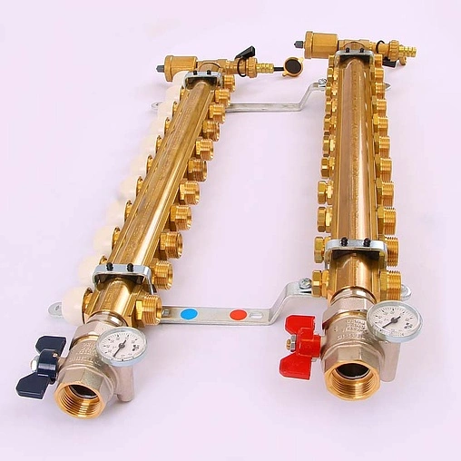 Группа коллекторная без расходомеров 11 отводов 1&quot;в/в x ¾&quot;ек Tiemme 3870067