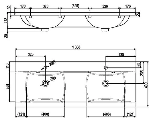 Раковина Ravak Classic 130 белый XJD01113000