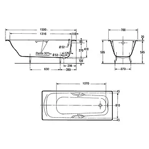 Ванна чугунная Jacob Delafon Prelude 150x70 E2944-00 Ванна чугунная Jacob Delafon Prelude 150x70 E2944-00, 2