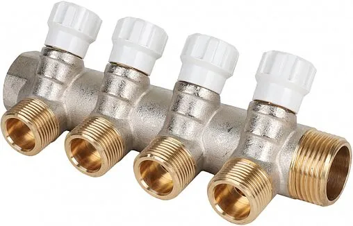 Коллектор регулирующий проходной 4 отвода 1&quot;в/н x ¾&quot;ек MVI MM.404.0605
