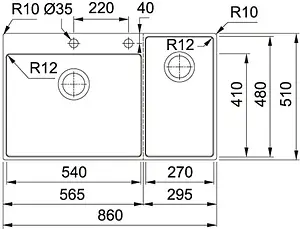 Мойка кухонная Franke Box Center BWX 220-54-27 TL L нержавеющая сталь 127.0538.260 Мойка кухонная Franke Box Center BWX 220-54-27 TL L нержавеющая сталь 127.0538.260, 2