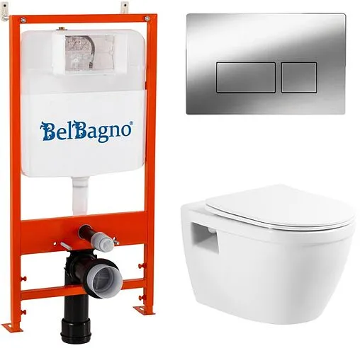 Комплект 5 в 1 BelBagno Loto BB070CHR/SC/BB026/BB041CR с кнопкой хром глянцевый