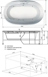 Ванна акриловая Aquanet Mishel 190x115 00210287, 5