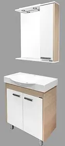 Тумба-умывальник напольная Comforty Лион 76 белый/сосна лоредо, 5