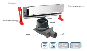 Лоток душевой Set встраиваемый в стену 310мм h=56мм 0.8л/сек Pestan Confluo Wall Drain 300 13100060 Лоток душевой Set встраиваемый в стену 310мм h=56мм 0.8л/сек Pestan Confluo Wall Drain 300 13100060, 4