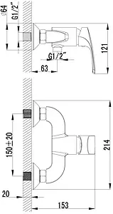 Смеситель для душа Lemark plus Shape хром LM1703C, 2