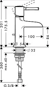 Смеситель для раковины Hansgrohe Talis Classic 90 хром 14127000 Смеситель для раковины Hansgrohe Talis Classic 90 хром 14127000, 2