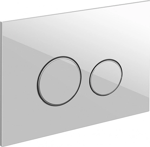 Клавиша смыва для унитаза Cersanit Twins 64116 стекло/белый, кольца/хром глянцевый