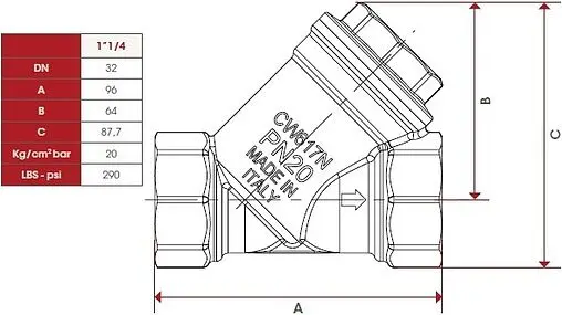 Фильтр угловой сетчатый 1¼"в x 1¼"в Itap 1920114 Фильтр угловой сетчатый 1¼"в x 1¼"в Itap 1920114