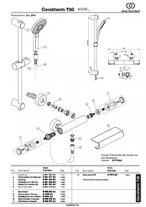 Душевая стойка с термостатом Ideal Standard Ceratherm T50 хром A7218AA Душевая стойка с термостатом Ideal Standard Ceratherm T50 хром A7218AA, 3