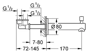 Излив для скрытого монтажа с переключателем Grohe Concetto хром 13281001, 2