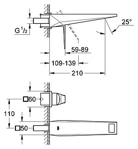 Смеситель для раковины из стены Grohe Allure Brilliant хром 19783000 Смеситель для раковины из стены Grohe Allure Brilliant хром 19783000, 2